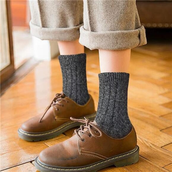 Pack of 5 Womens Wool Socks Winter Warm Thick Knit Soft Vintage Casual - Picture 5 of 7